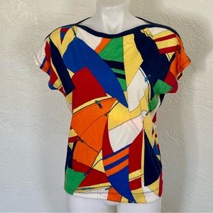 3/25 Ralph Lauren Abstract Geometric Short Sleeve Top M